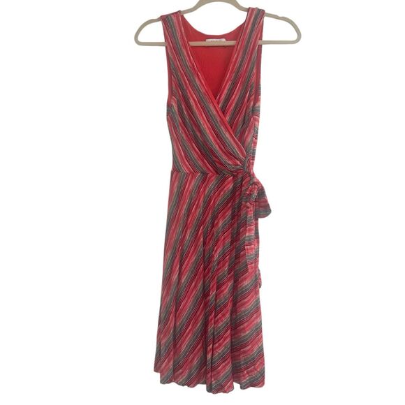 ✨BAILEY 44 EMILE MULTICOLOR STRIPES FAUX WRAP BELTED A-LINE MIDI SZ S DRESS✨ - Picture 6 of 10